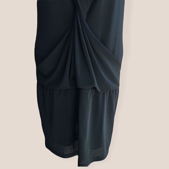Stile Benetton Halter Twist Semi Sheer Black Mini Dress - Picture 3 of 8